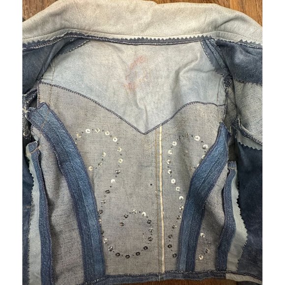 ❌SOLD❌Vintage 1970s Love Melody Denim and Leather Patchwork Jacket, Levi's - Picture 8 of 9